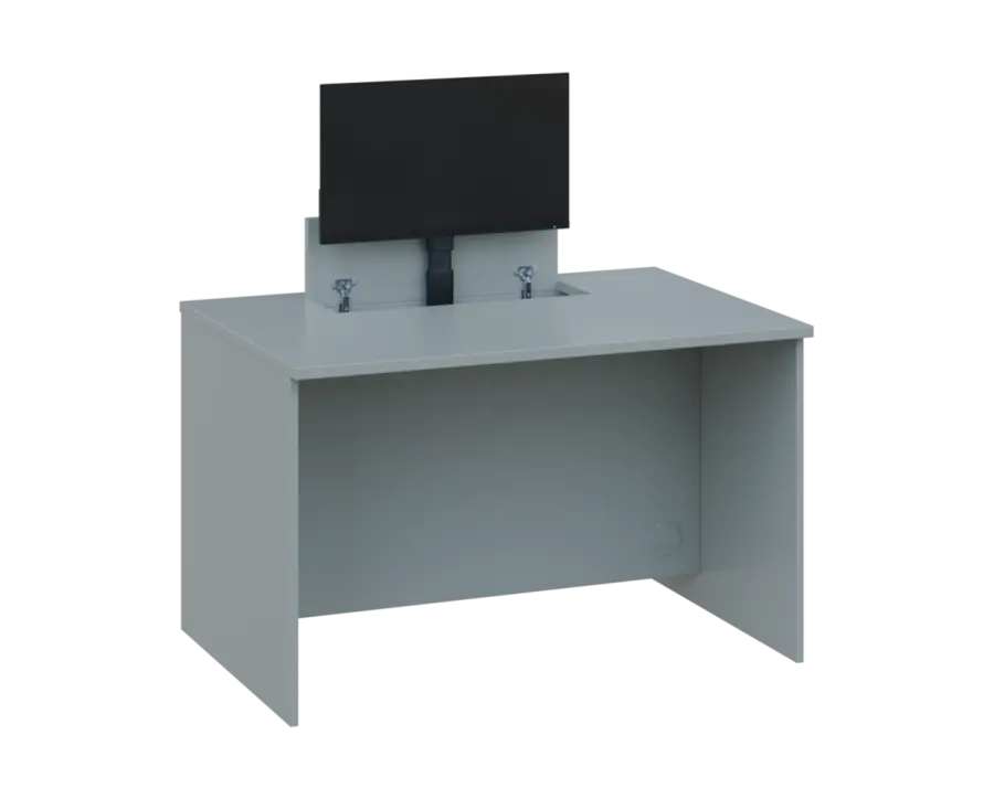 PLVM 18 - 12 stůl kancelářský s výsuvem (1x) monitoru, dřevěná podnož, deska 18 mm, široký 1200 mm, šedá